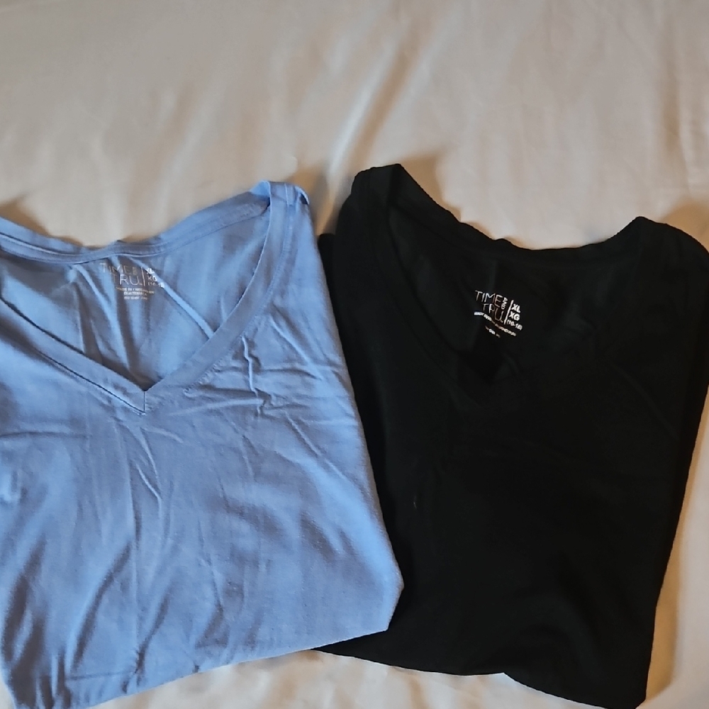 Blue and Black V-Neck T-Shirts